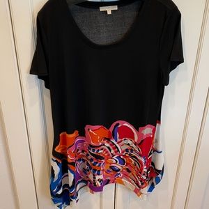 Joan Vass Scoop Neck, Handkerchief Hem Tunic